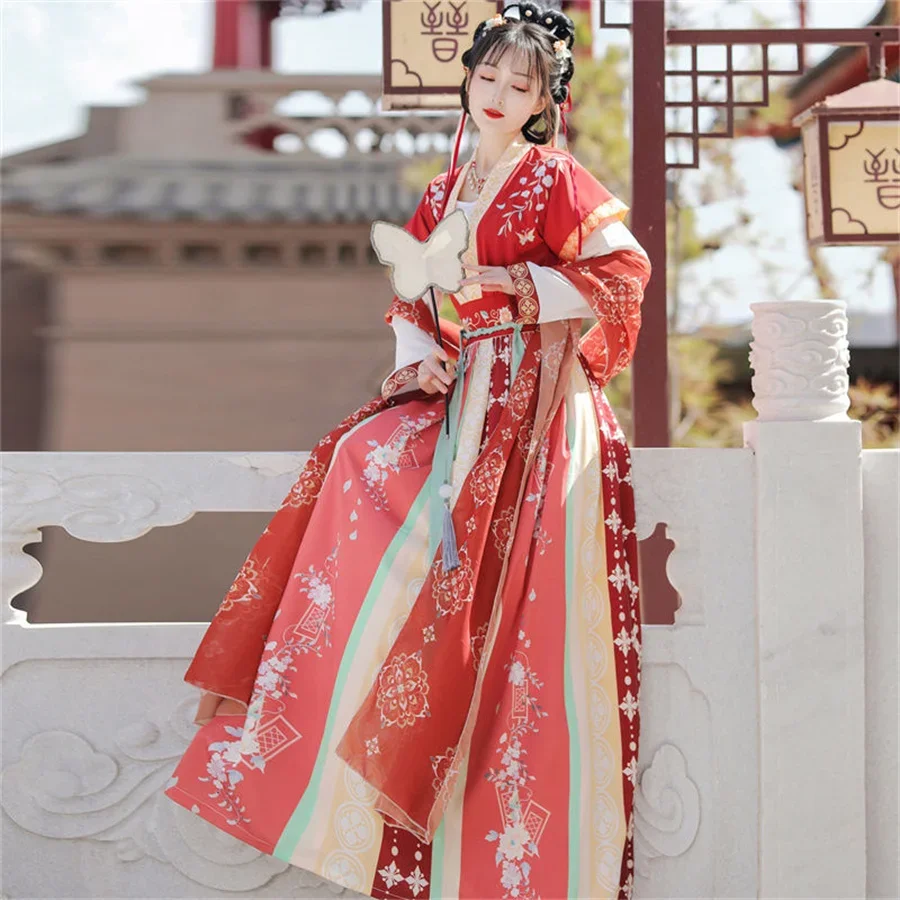 

Ancient Traditional Chinese Women Elegant Hanfu Dress Fairy Embroidery Stage Folk Dance Costume Retro Song Dynasty Sets