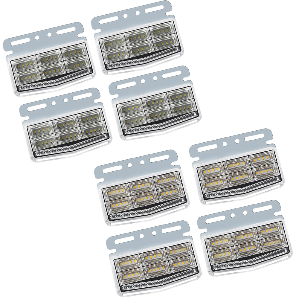 4pcs LED Clearance Marker Light For 24V Lorry Truck V-Shape Ground Lamp IP68 Waterproof White Amber Warning Signal Lighting