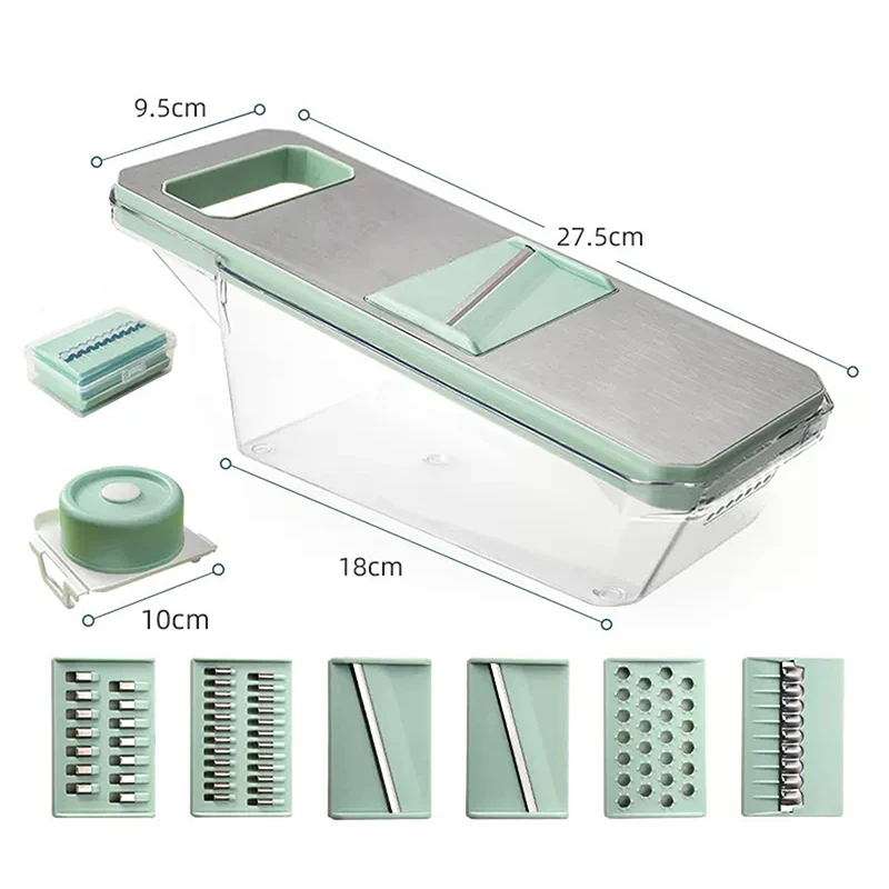 مبشرة خضروات شهيرة جديدة متعددة الوظائف 6 في 1: 6 شفرات لتقطيع الخضروات بسهولة وتقطيعها وتقطيع الخضروات #6