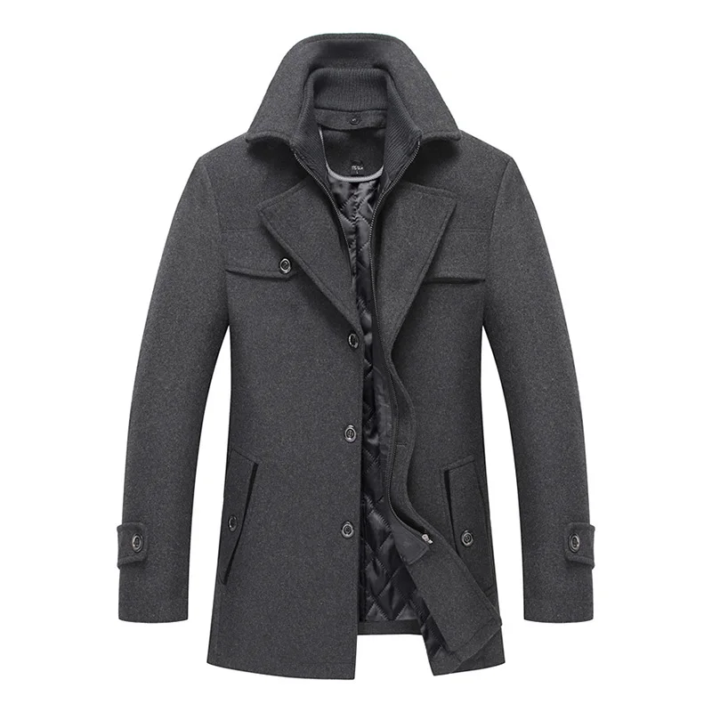 

New Coming Winter Thick Jacket High Quality Mens Wool Trench Coat