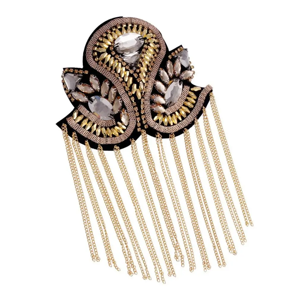 

Нежная кисточка ручной работы, эполет, стразы, классическая брошь, гальваническая длинная цепочка, аксессуары для одежды для мужчин и женщин