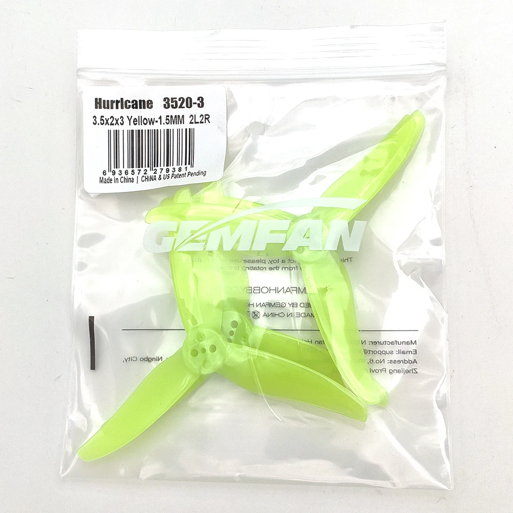 4pair Gemfan Hurricane 3520 3.5X2X3 3.5inch 3-Blade CW CCW PC Propeller for RC FPV Remote Control Racing Drones Parts DIY