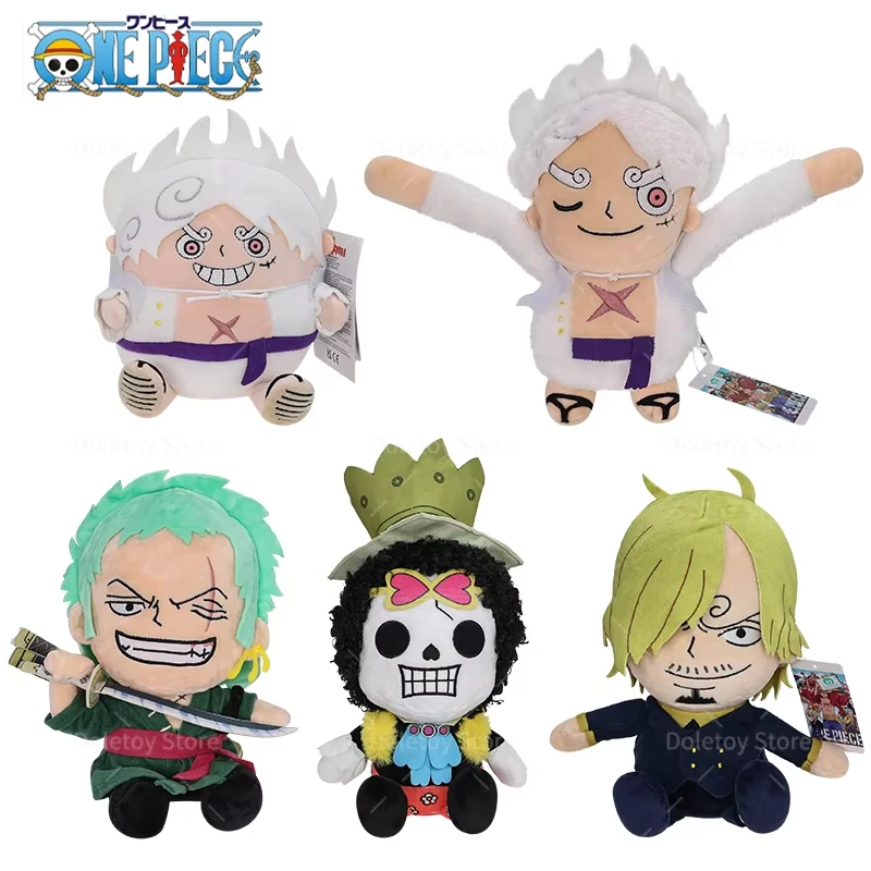 NEW Original One Piece Anime Plush Gear 5 Luffy Sanji Brook Luffy Chopper Cute Cartoon Karoo Stuffed Animal Doll Kid Xmas Gift