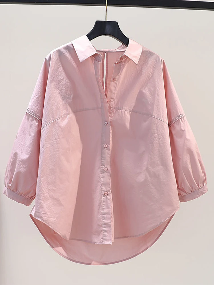 Losse katoenen irt dames lente zomer oversize patchwork casual top Koreaanse sle knopdetail asymmetrisch ontwerp pure kleur