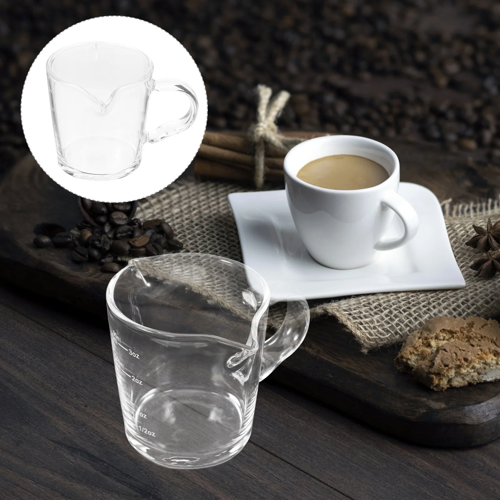 

90Ml Double Spout Milk Cup Glass Creamer Pitcher for Coffee Tea Latte Art Small Glass Pitcher Transparent Mug for Home Cafe