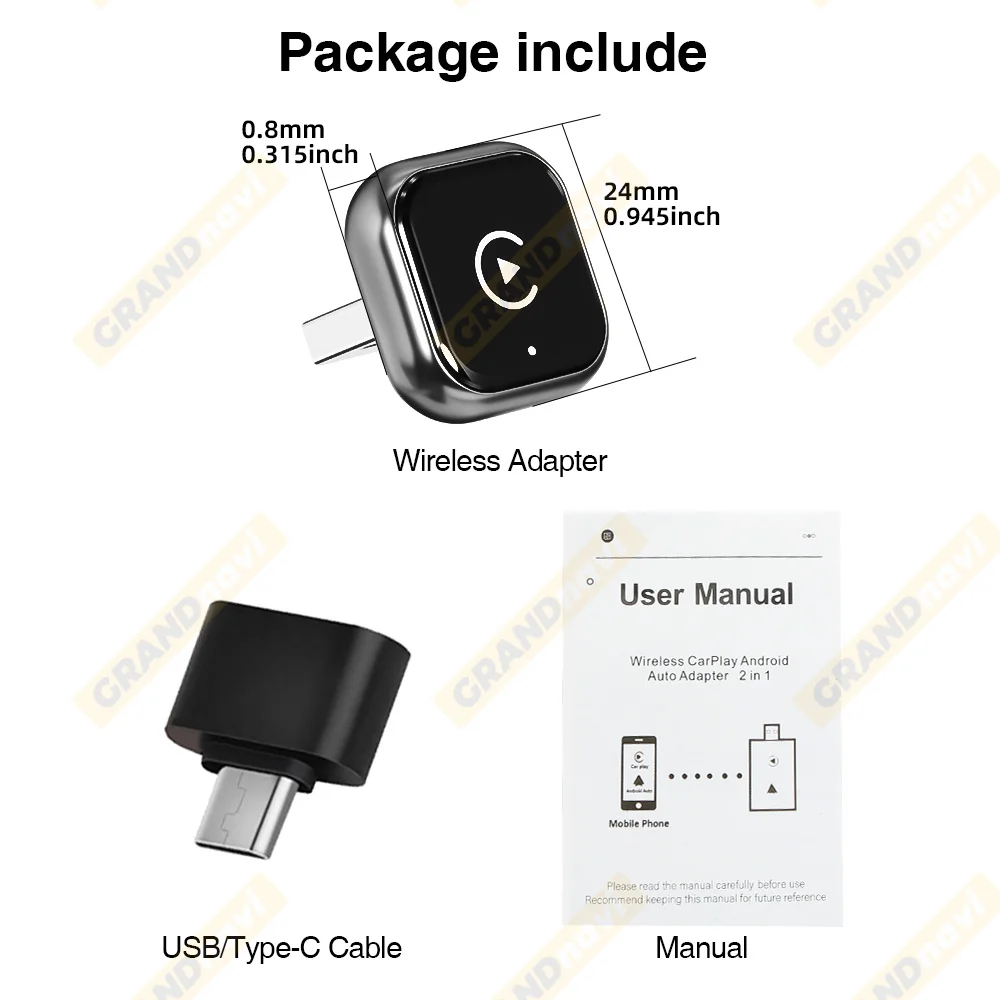 Orange 2IN1 Wireless Carplay Android Auto Adapter Smart Dongle für Volvo Benz Mg Kia Chery VW Honda Benz MG Haval Fiat – Detail 15