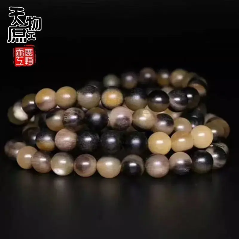 Natural Donkey Hoof , Perfectly Round, With Color And A Fish-Scale Pattern, Long Strand Of 108 Beads, Available In