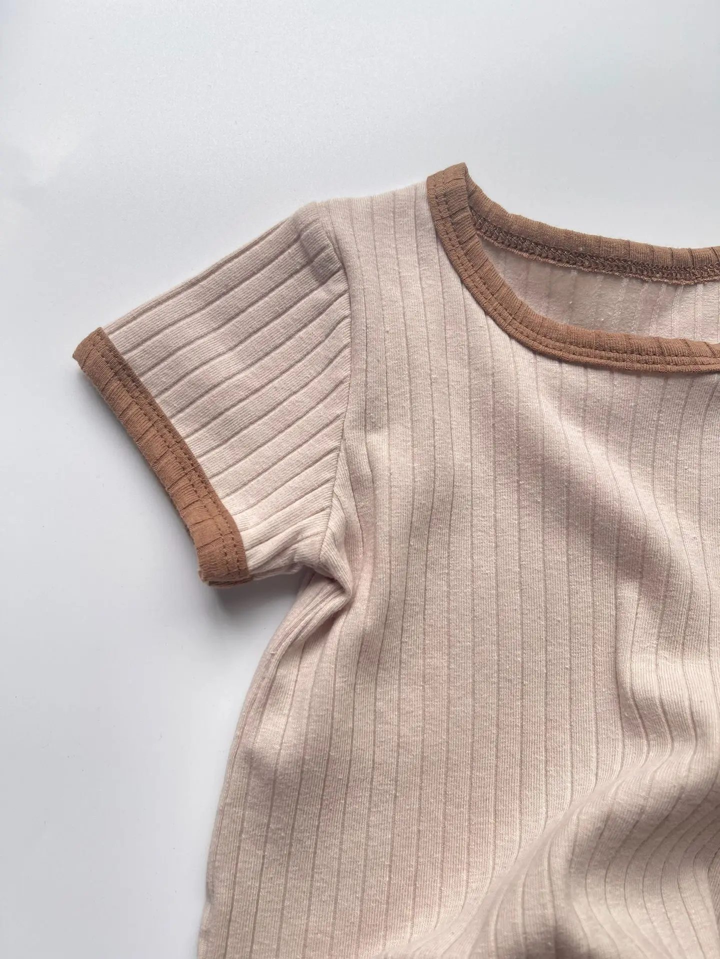 Summer New Baby Short Sleeve Casual Set Infant Boy Girl Solid Ribbed Tees + Shorts 2pcs Suit Cotton Breathable Toddler Outfits