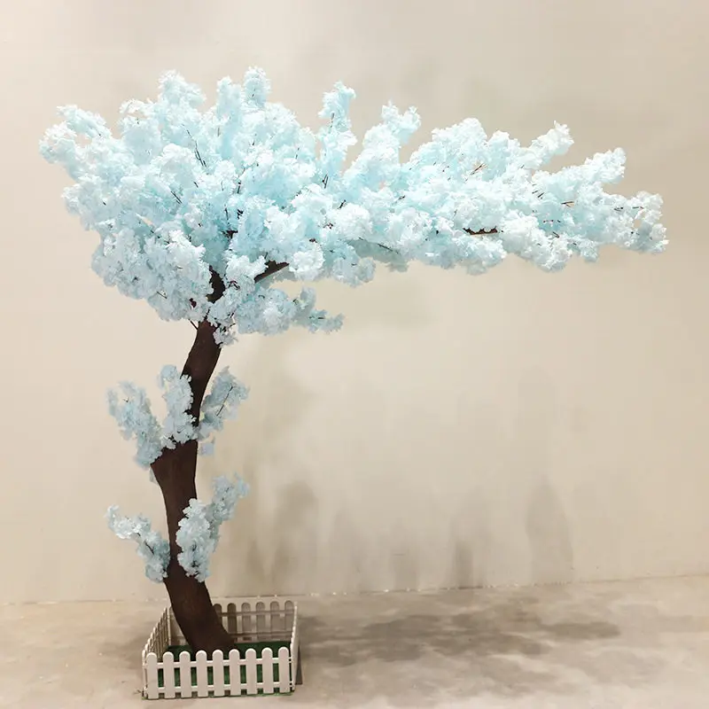 Simulation cherry tree blue cherry tree large wishing tree indoor and outdoor decorative tree shopping mall hotel wedding displa