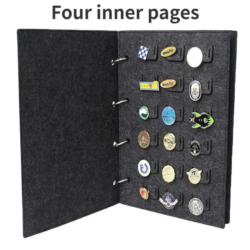 Felt-style Jewelry Badge Storage Booklet Loose-leaf Folder Brooch Medal Pin Earrings Commemorative Organizer Book