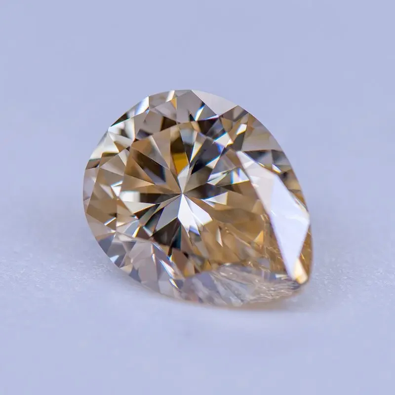 Moissanite Stone Natural Color Tea Yellow Pear Cut Gemstone Lab Created Diamond Charms Woman Jewelry Making With GRA Certificate