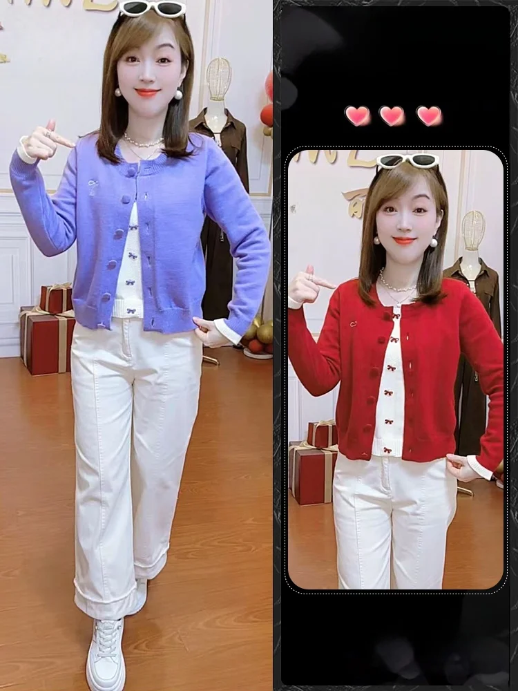 

Elegant Long Sleeve Knitted Sweater Women's Trendy Lazy Style Spring 2026 Fashionable Top Comfortable Mid-Thick Knitwear