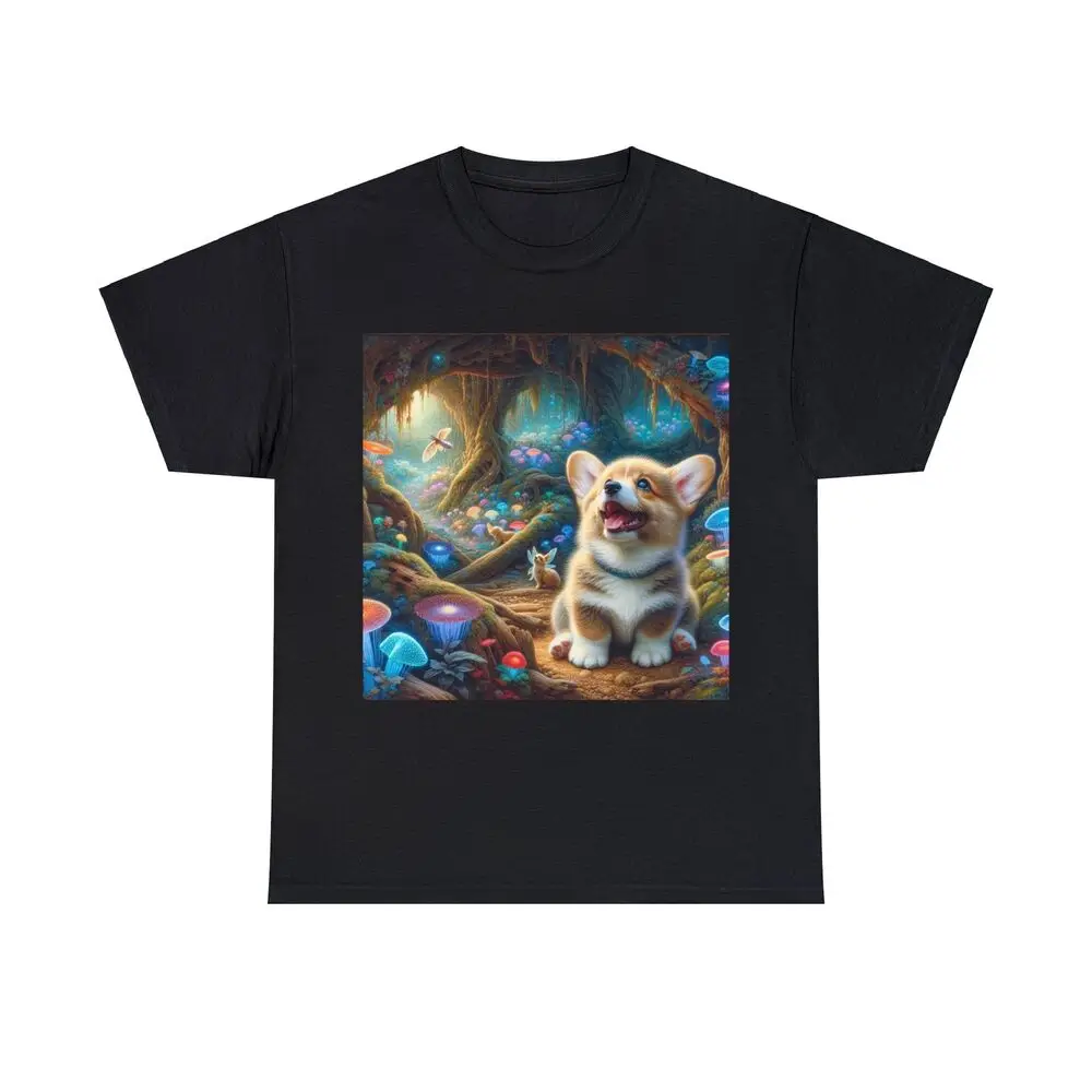 Enchanted Forest Corgi Puppy Fantasy Glow 78 Characters Anime Graphic T-shirts Y2K Tops Unisex Summer