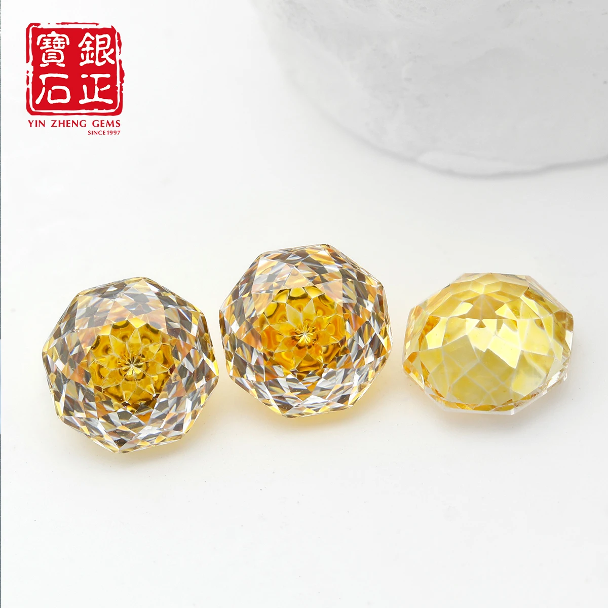 Special 5A Grade Sunlit Gold Cubic Zirconia Loose Gemstone Millennium Rose Cut Lab Grown CZ For Earrings Pendant Jewelry Making