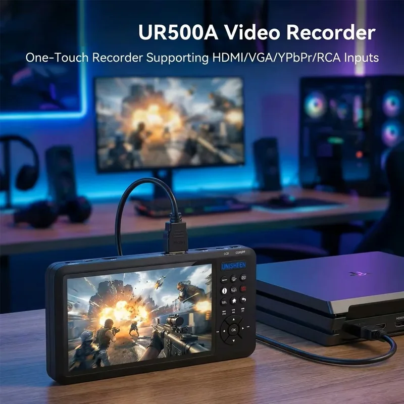 UR500A HD Video Capture Box 2 Channel HDMI Picture-in-Picture Video Recorder with Screen MP4 Support SD Card U Disk Storage 10