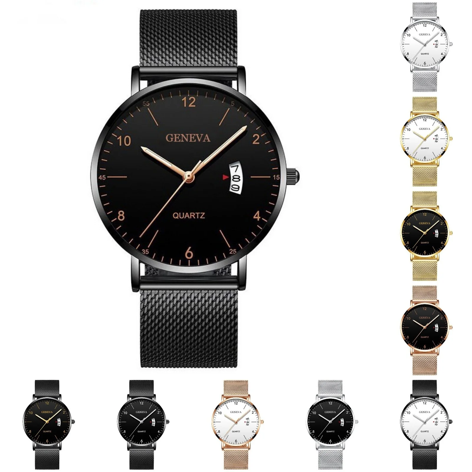 Fashion Luxury Simple Business Watch Men'S Ultra-Thin Case Waterproof Quartz Mesh Steel Watch Top Brand Men'S Gift