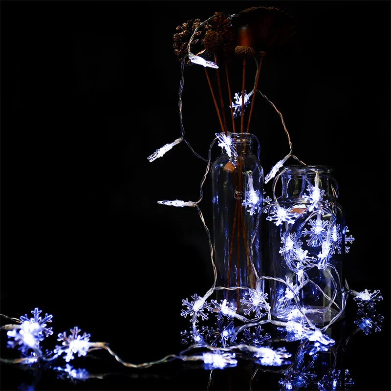 Battery Powered Snowflake String Lights Christmas Tree Holiday New Year Bedroom Home Decoration
