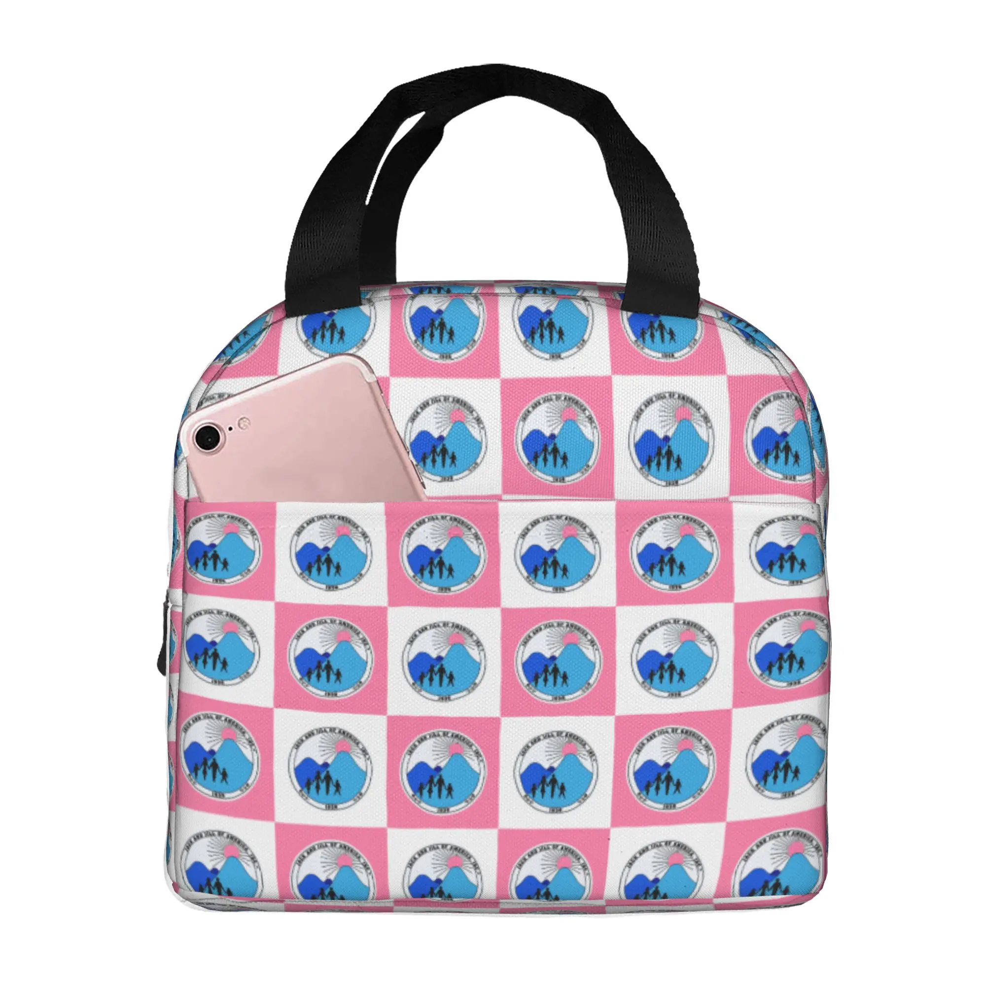 Jack and Jill of America  Insulated Lunch Bag for Outdoor Picnic Checkered Plaid  Leakproof Cooler Thermal Bento Box Women Men