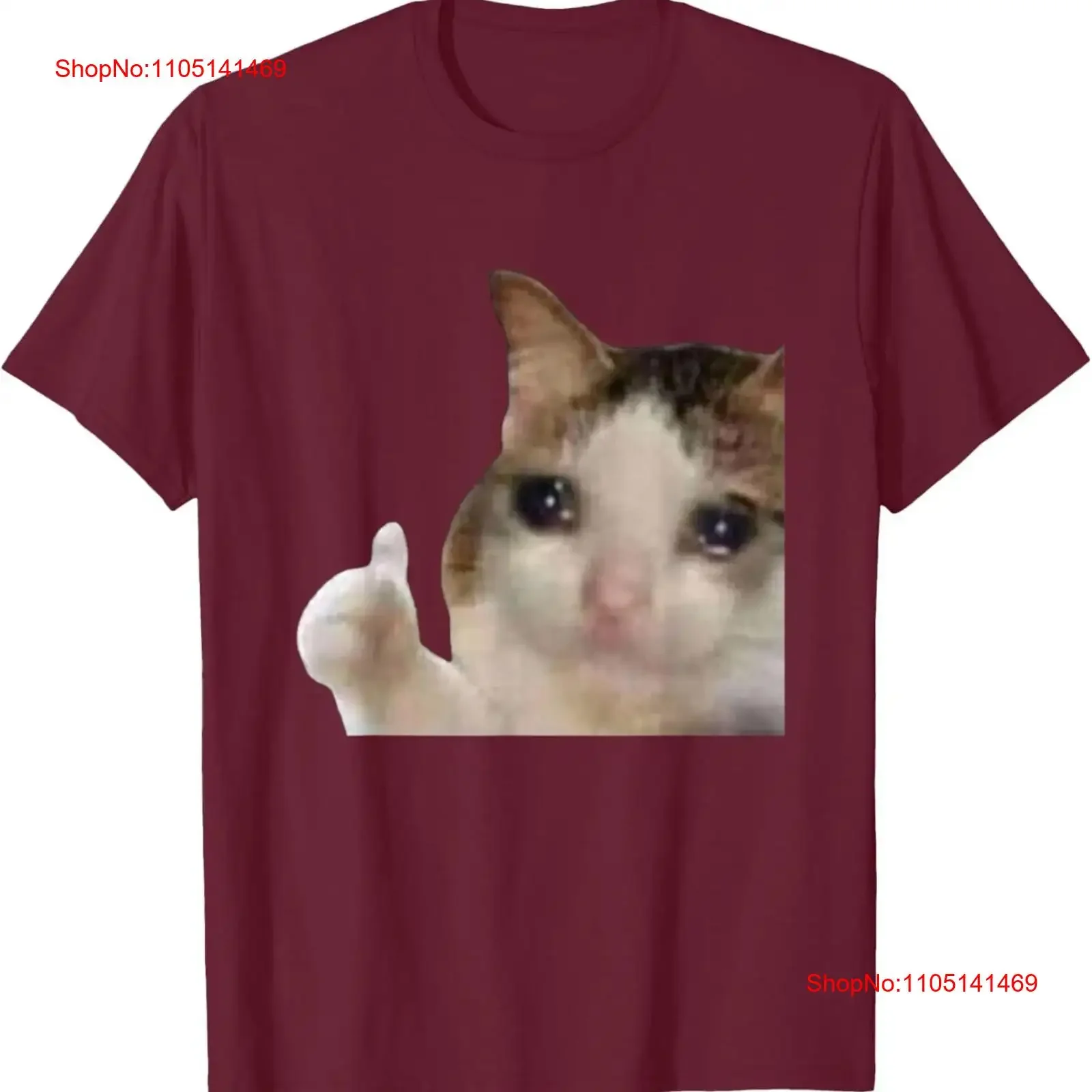 

Забавная футболка с милым плачущим котом Sad Tears Thumbs Up Meme Gen Z Humor, винтажная стираная футболка унисекс, повседневная графика, мужская универсальная