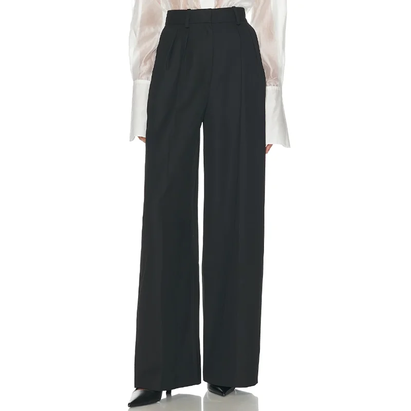 

Women's pants New winter high waisted slim fit straight leg pants for 2025 High quality wool blend women's suit pants trousers