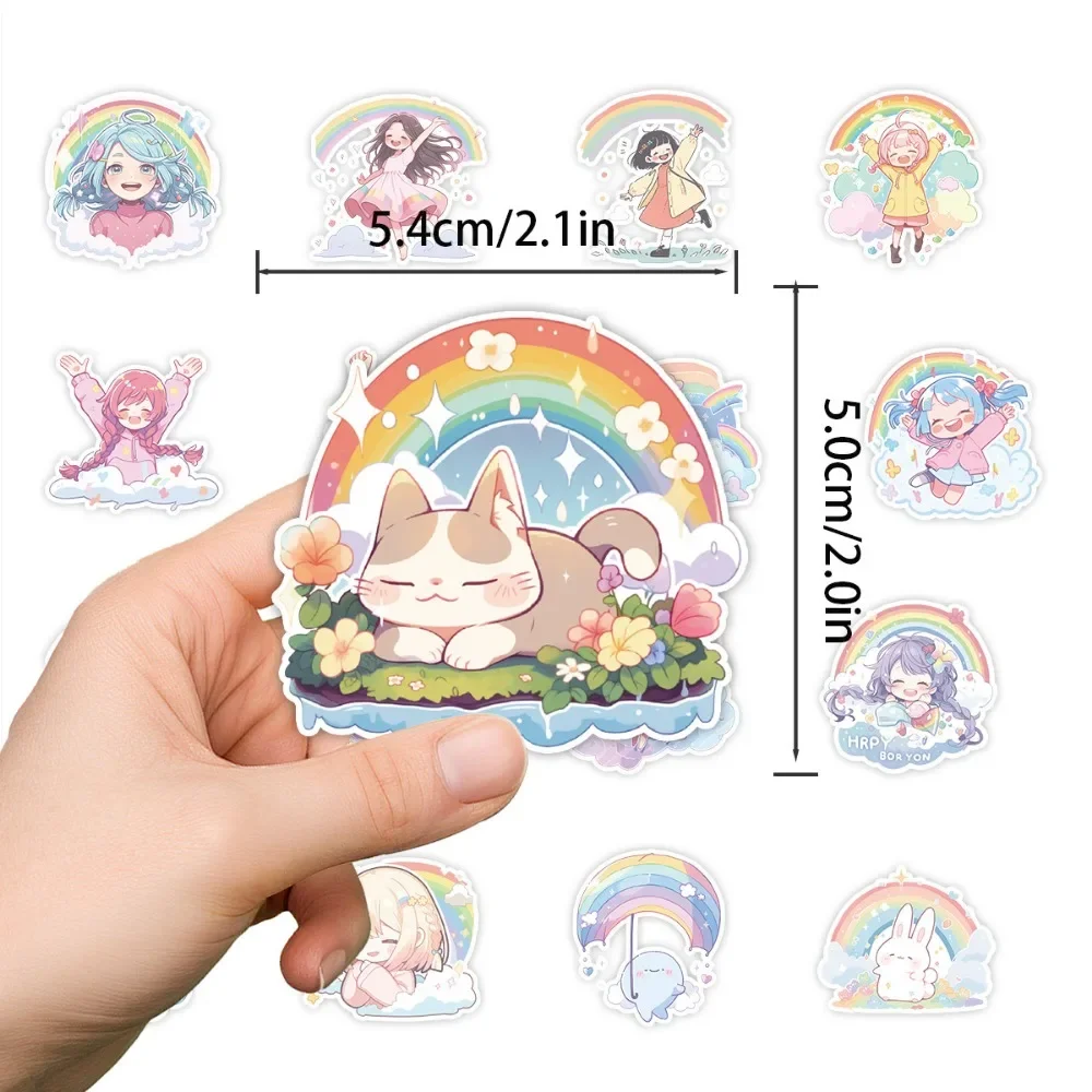 10/50Pcs Cute Rainbow Girl Cartoon Rabbit Graffiti Stickers Water Cup Luggage Phone Case Guitar Creative Waterproof Decoration