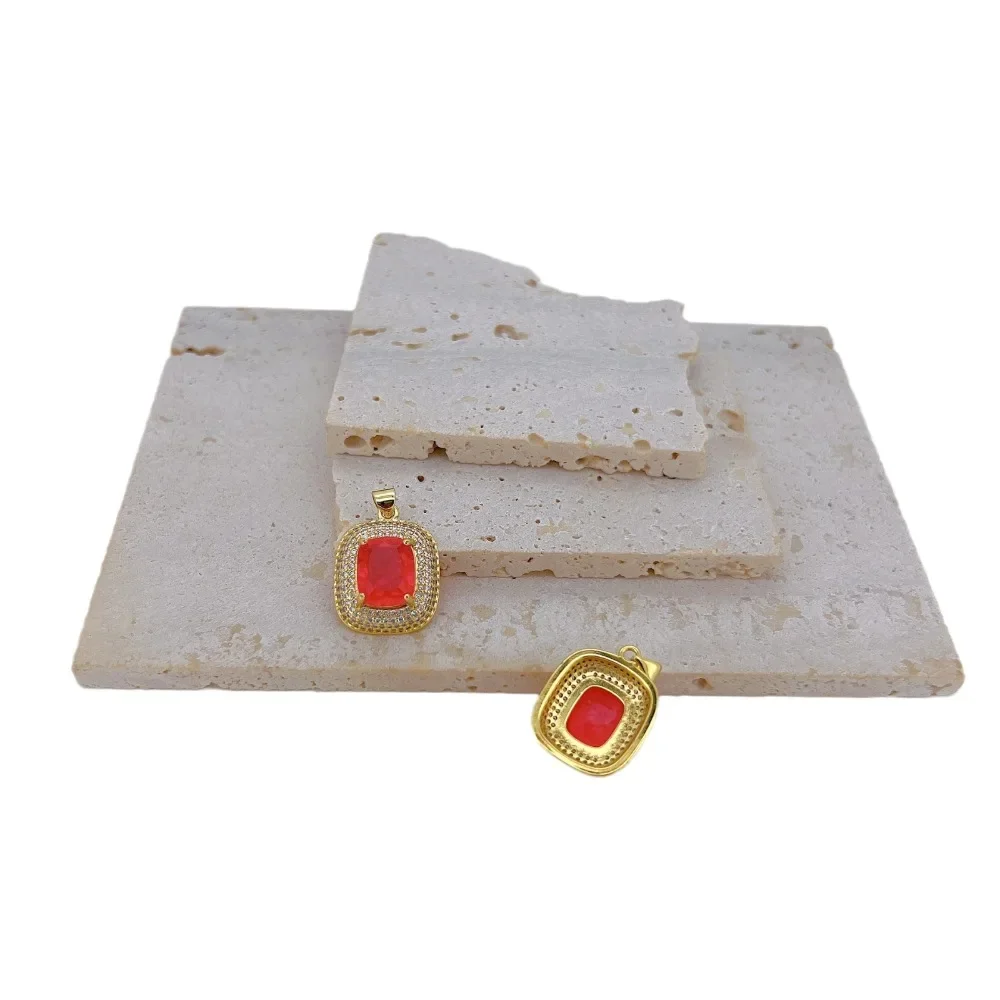 1 Pcs Inlay Large Colorful Zircon Pendant for Diy Earrings Necklace Making Copper Plating Gold Jewelry Accessories Luxury Gift