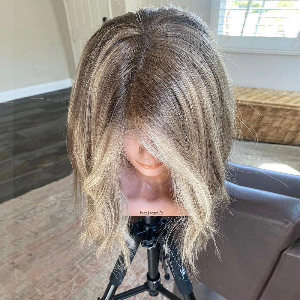 

Honey Rooted Warm Blonde Highlights Wig Synthetic Futura Wigs Premium Heat Safe Fiber Shoulder Natural Wave Wig for Hair Loss