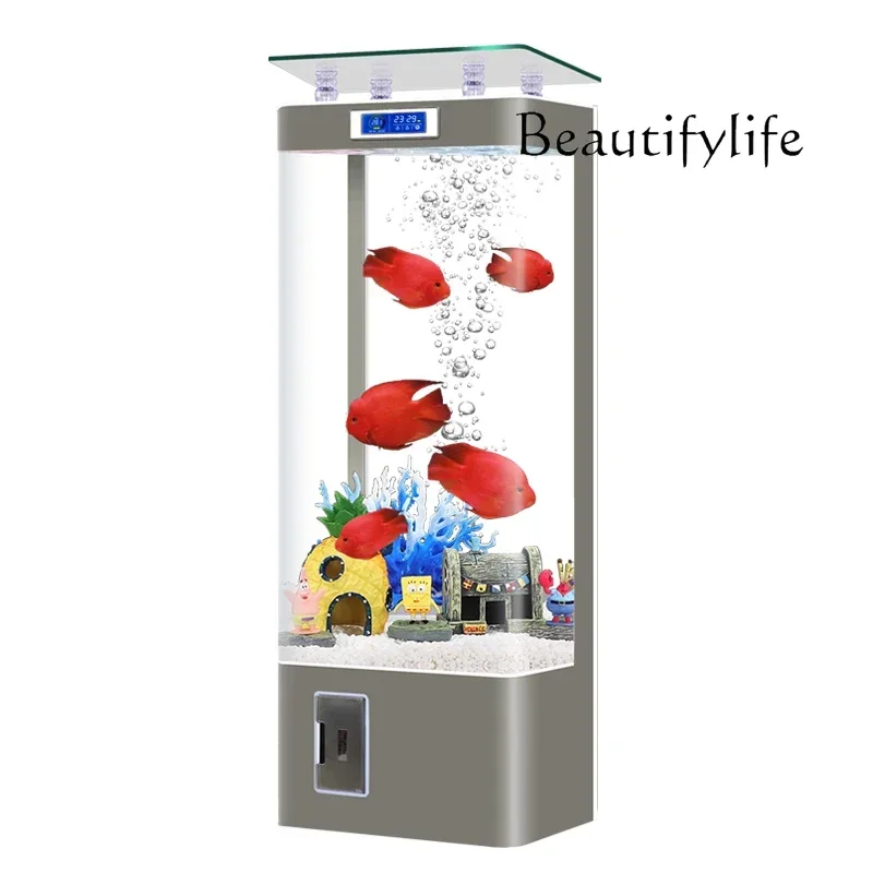 New upper filter intelligent hot bending integrated molding glass fish tank living room vertical household aquarium