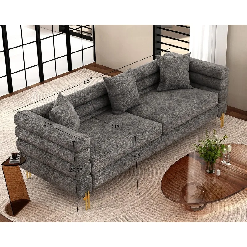 Oversized Sofa - 85 inch Sofa Couch, 3 Seater Comfy Bouclé Deep Seat Sofa for Living Room