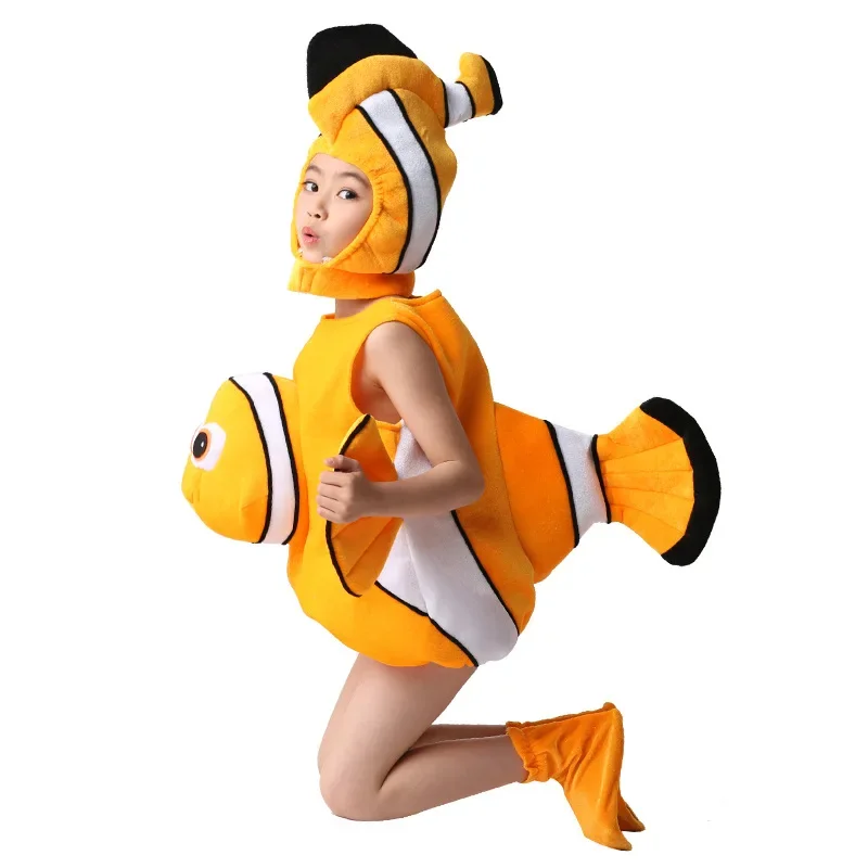New 2025 Child Octopus Sea Animal Nemo Dory Cosplay Costume Blue Orange Jumpsuit Headgear Suits for Boy and Girl Halloween 95ly