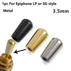 Punta de interruptor de palanca de 3 vías para guitarra, perillas de rosca de tornillo de 3,5mm, botón de tapa de punta para piezas de guitarras eléctricas estilo Les Paul o SG de Metal