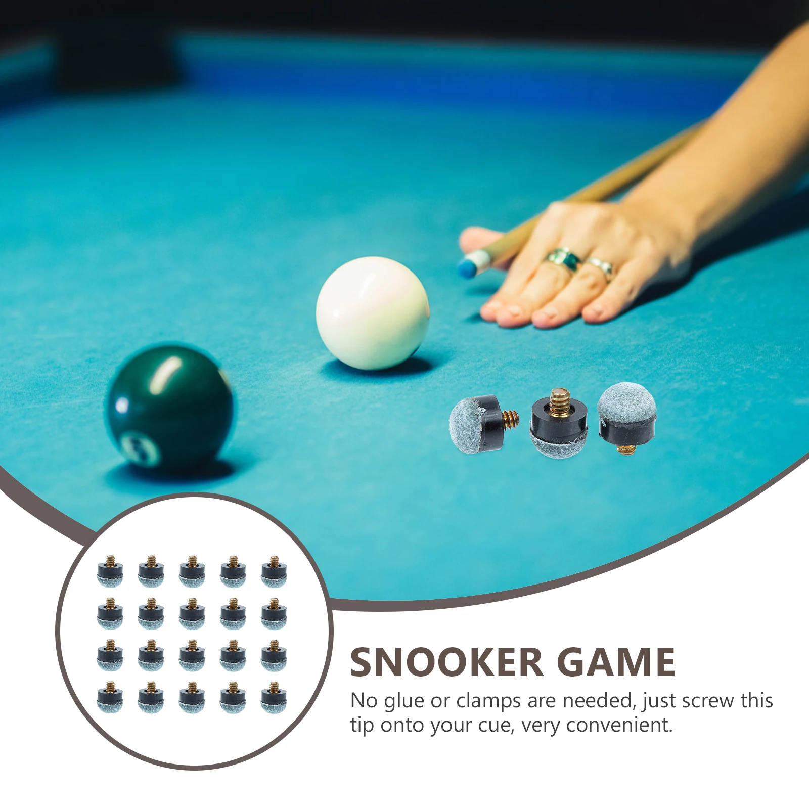 

20 pcs Billiard Cue Tips Replacement Pool Stick Tips Portable Screw-On For Pool Cue Accessories Billiard Parts