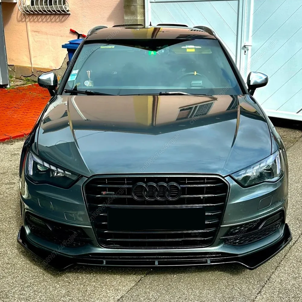 

For Audi A3 S3 8V TFSI TDI S-line 2013-2016 Pre-LCI Front Bumper Lip Spoiler Splitter Diffuser ABS Gloss Black Bodykit Tuning