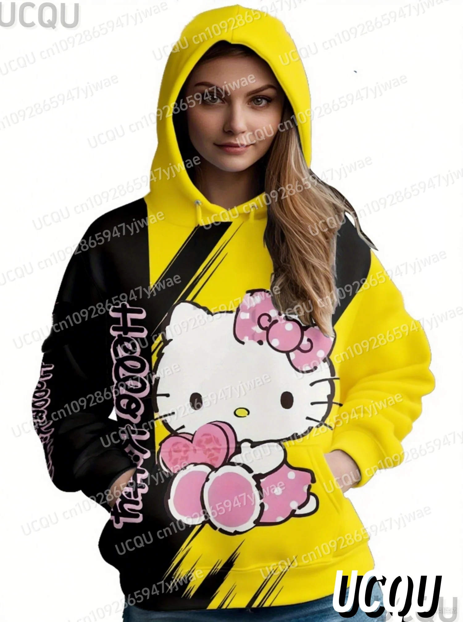 2025ผู้หญิง3D Hello Kitty Hooded Hoodieฤดูหนาวผู้หญิงHoodedกลางแจ้งAll-Match Hoodieหญิงสาวเสื้อผู้หญิงเสื้อผ้า