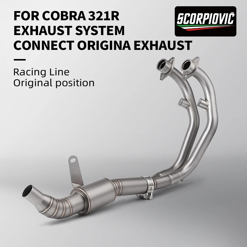 

Выхлопная труба мотоцикла подходит для cobra321r, соединительный порт 35 мм для оригинального положения гонок на мотоциклах.