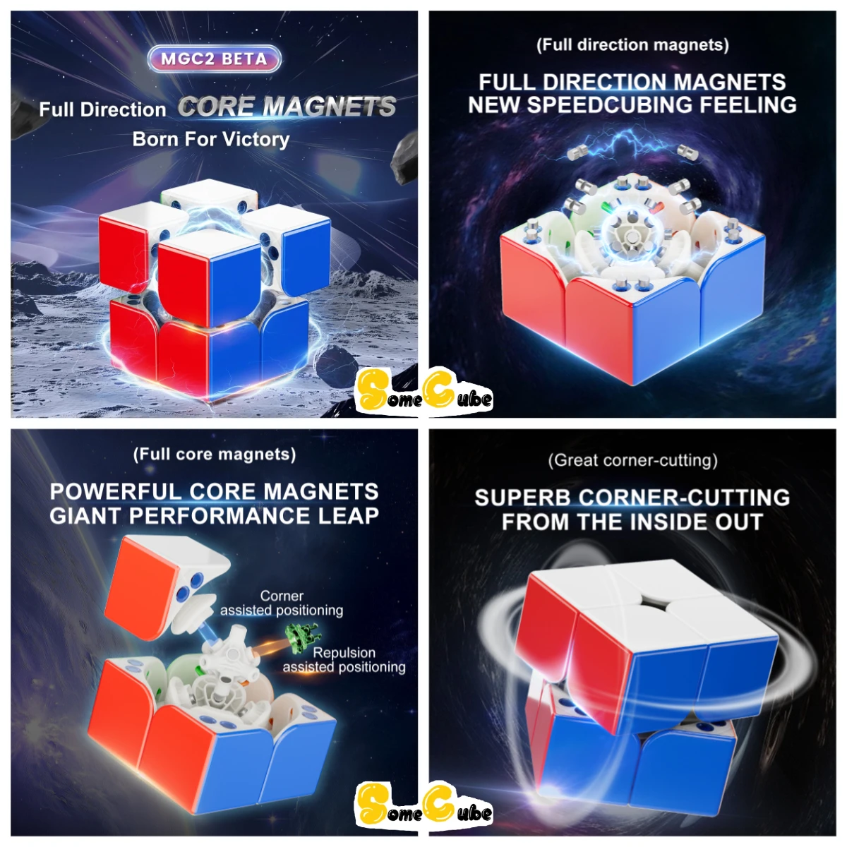 [MeowCube] YJ MGC2 Beta Core Magnetic 2x2 Speed Cube Puzzle Strickerless Regular Intelligence Toy for Children Кубик Рубика