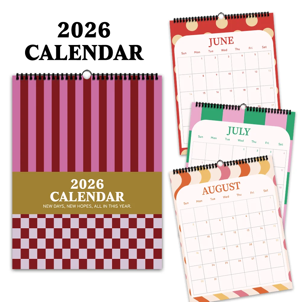 

1 шт. настенный календарь на 2026 год, абстрактный геометрический дизайн, Моранди, 12 красивых дизайнов, ежемесячные планы, идеальный подарок на день рождения, Рождество