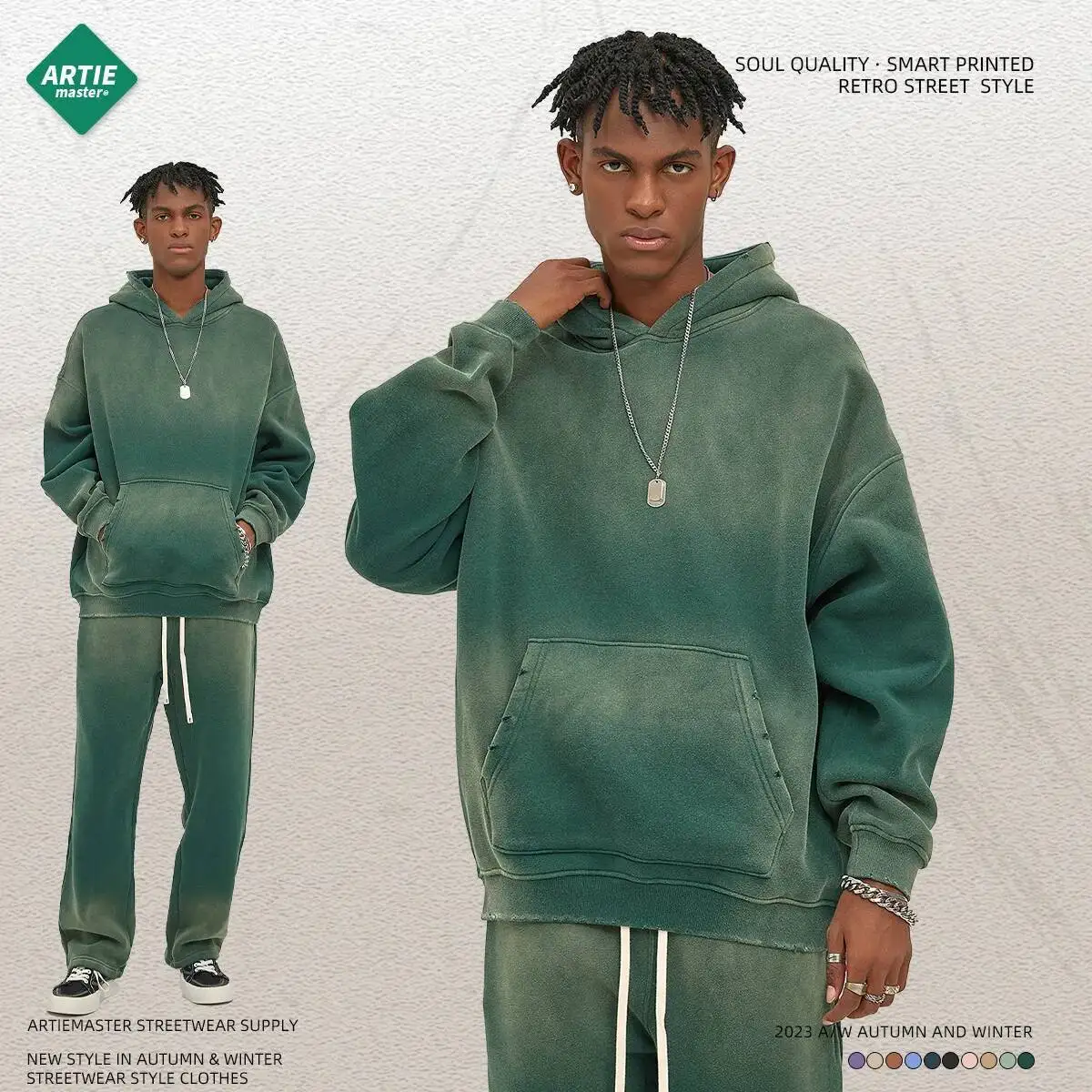 الرجال 360gsm الوزن الثقيل هوديس بلوزات الخريف/الشتاء بلون سميكة الصوف الدافئة رذاذ مصبوغ أبلى البلوز مقنعين معاطف