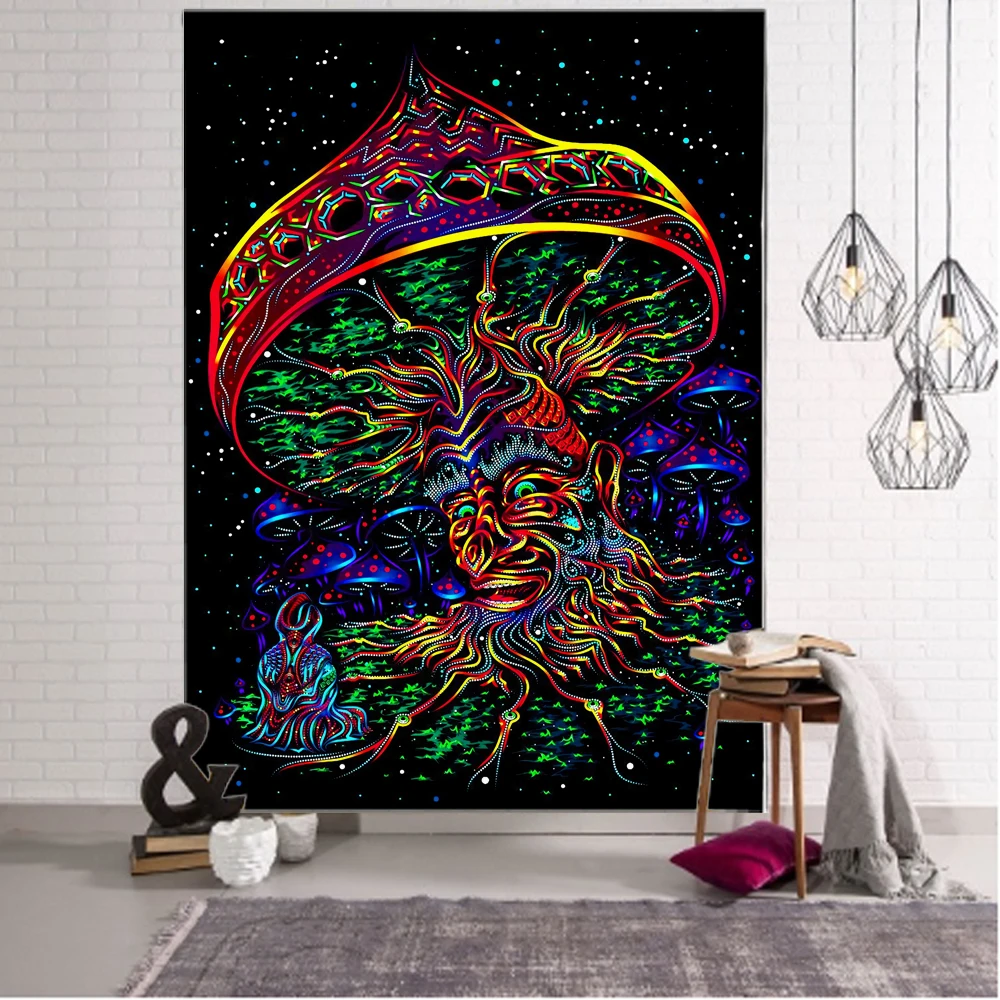 

Psychedelic mushroom mandala tapestry, boho abstract colorful wall tapestry, home decor dorm