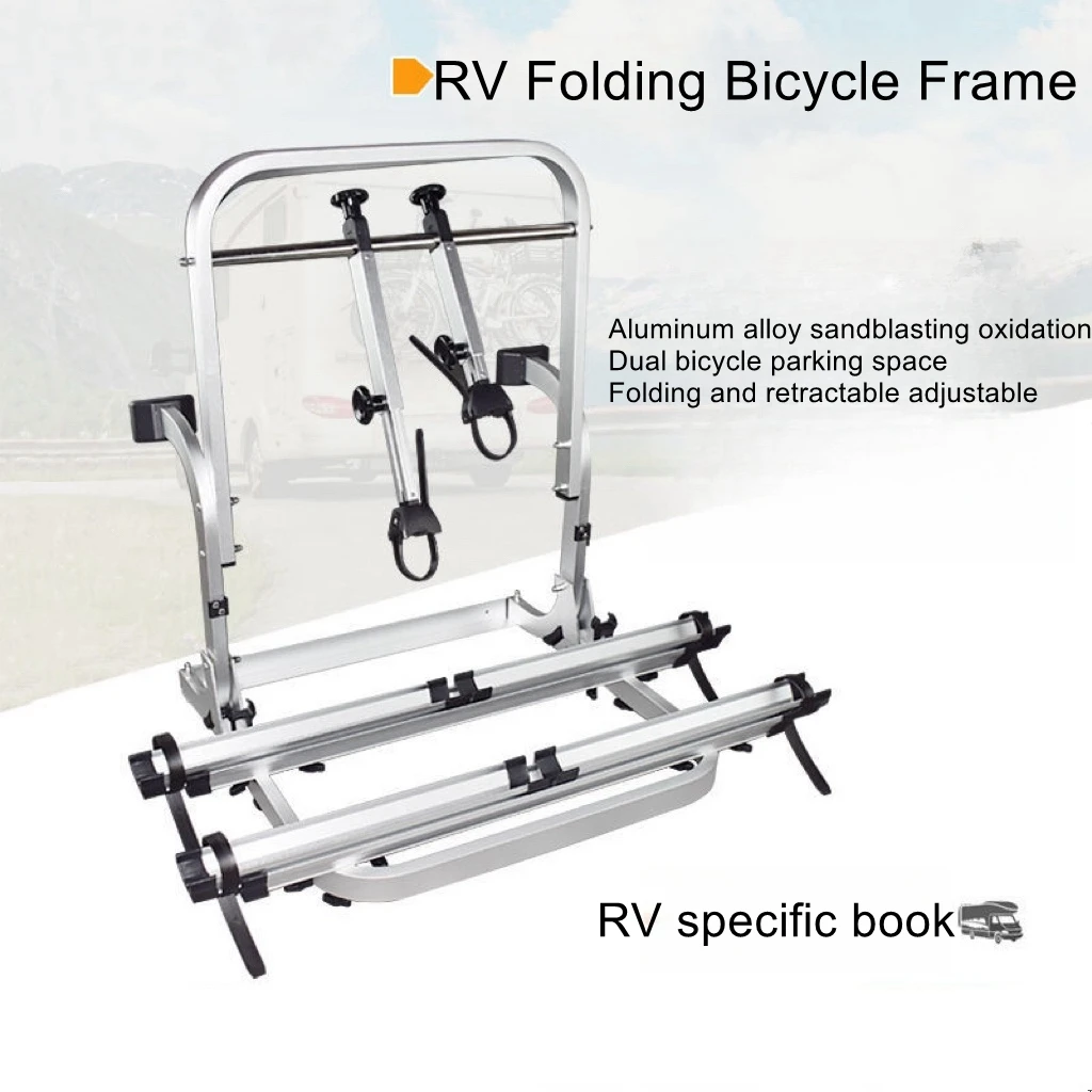Caravan Rear Dual Folding Bike Rack Heavy‑Duty Bicycle Carrier For RV Caravan Outdoor Camping Travel Accessory