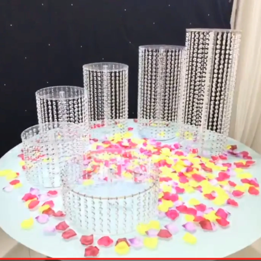 

Transparent Acrylic Crystal Cake Stand Wedding Birthday Party Table Centerpieces Display Dessert Shelf Wedding Decorations Sale