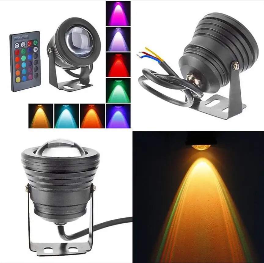 10W 12V RGB White/Warm White LED Underwater Spot Light IP67 Waterproof Pond Aquarium night Lamps