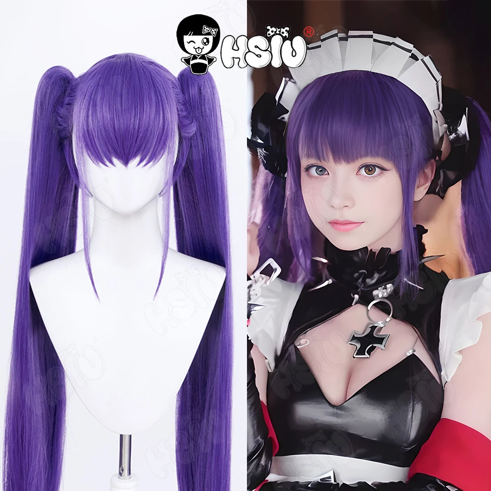 

Schubert Cosplay Wig Game Azur Lane Cosplay HSIU Purple Mixed Violet Double Ponytail Long Hair Synthetic Wig Francesca cosplay