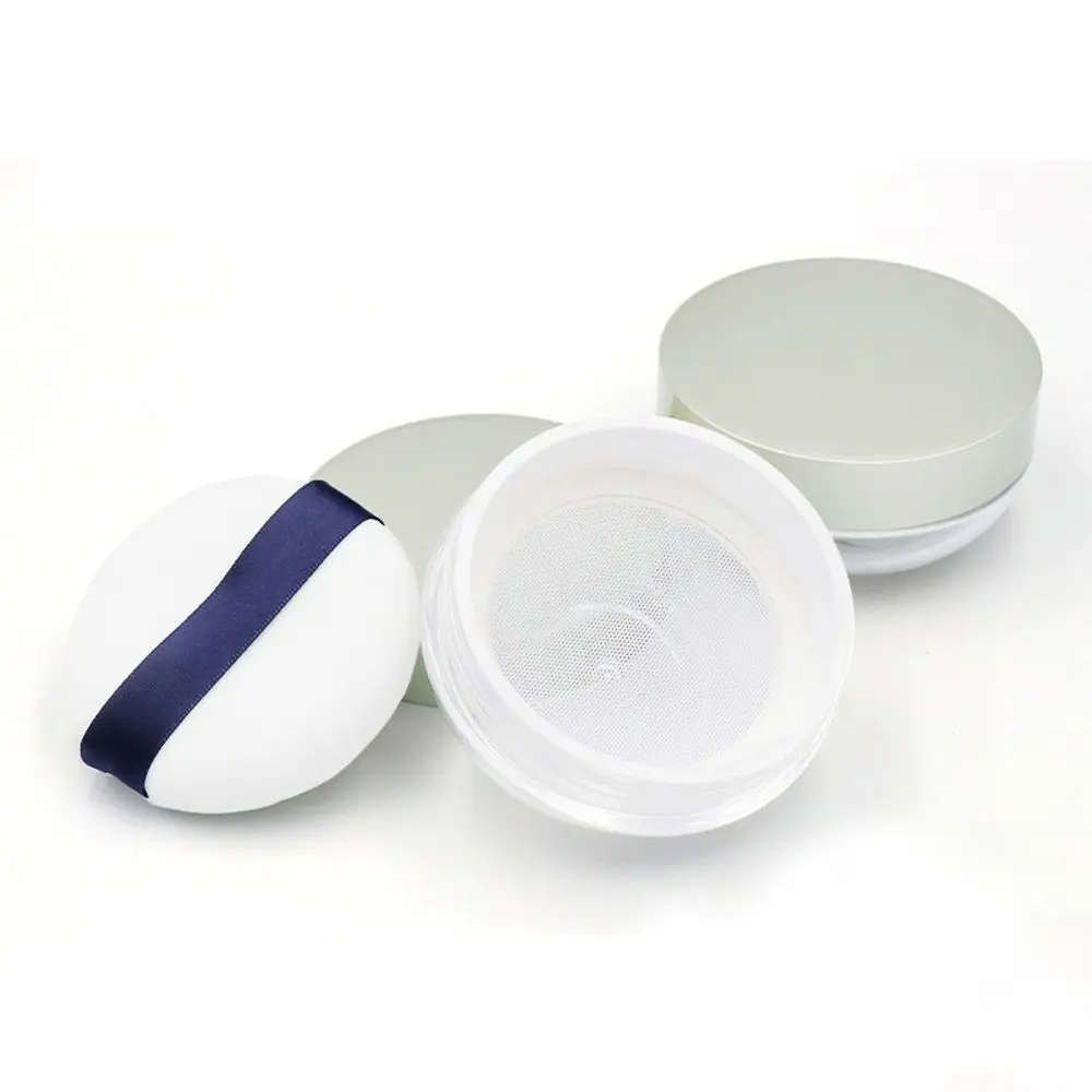 Portable Plastic Powder Box Empty Loose Powder Pot With Sieve Mirror Cosmetic Sifter Loose Jar Travel Makeup Container 7 Styles