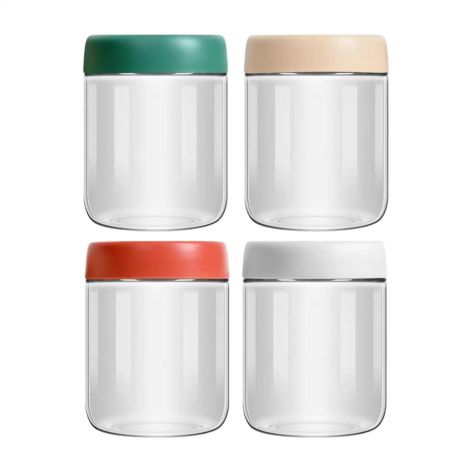 Oats Container 450ml Airtight Glass Jars with Lids 4 Pieces Wide Mouth Oats Storage Jars for Fruit Veggies Sauce Snack Chia