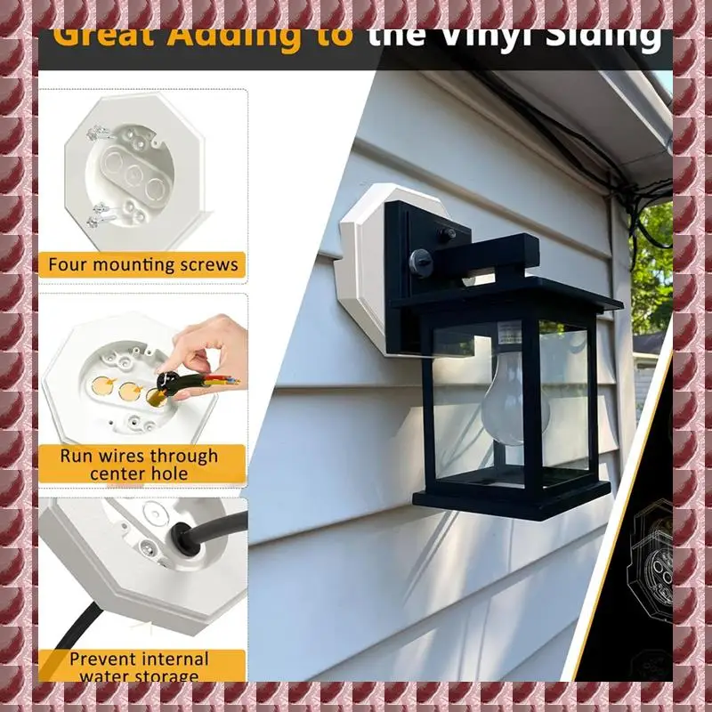 

A95G Octagon Siding Mounting Kit, 8141 Vertical Siding Lamps Mounting Plate Siding Light Blocks For 1/2Inch Lap Siding