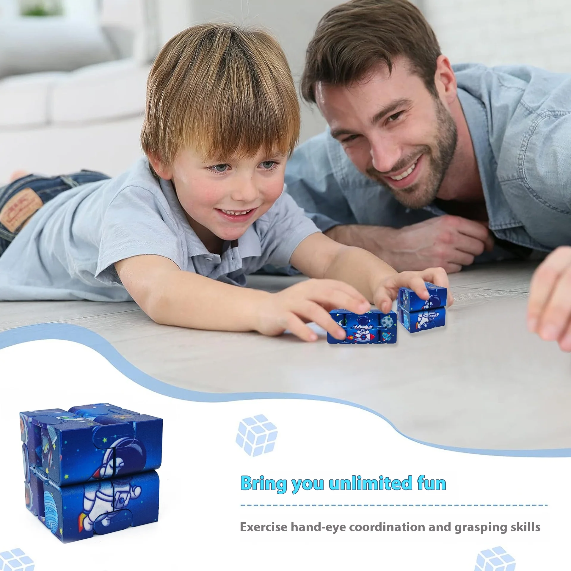 Infinity Cube Flip Space Theme ADHD Anxiety Toy - Fingertips Game Puzzle Antistress Finger Fidget Autism Hand Gifts For Kids