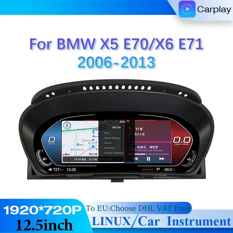 

Car Digital Cluster Cockpit Carplay For BMW X5 E60 X6 E71 12.5 Speed Meter Screen Dashboard LCD Instrument Car Multimedia Player