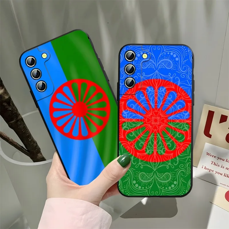 Gypsy Romani Roma Flag Phone Case For Samsung Galaxy S22 S23 S21 S20 S30 Ultra Fe S10 S8 S9 Note 20 10 Pro Plus Black Cover