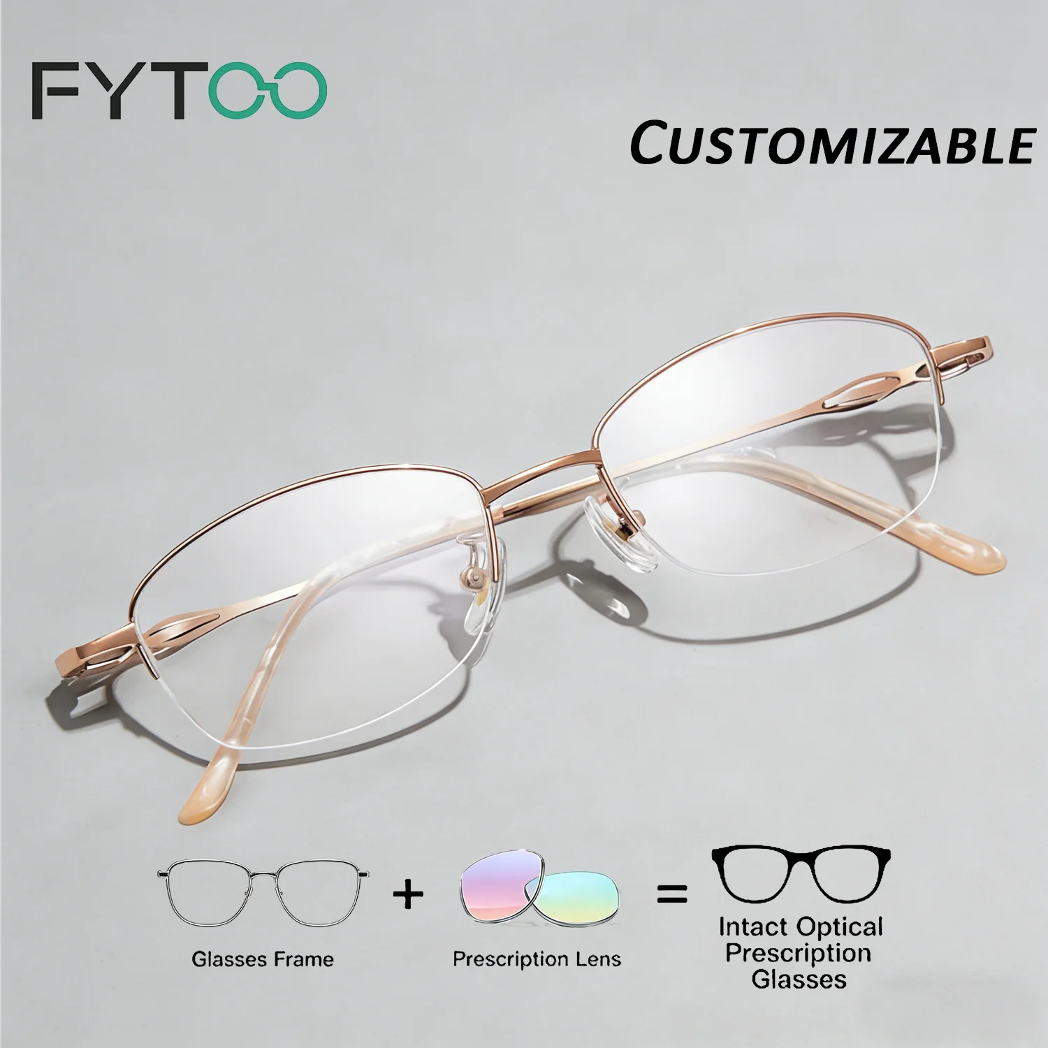

FYTOO женские элегантные очки в полуоправе, очки по рецепту для женщин, оптические линзы с рецептом 7013